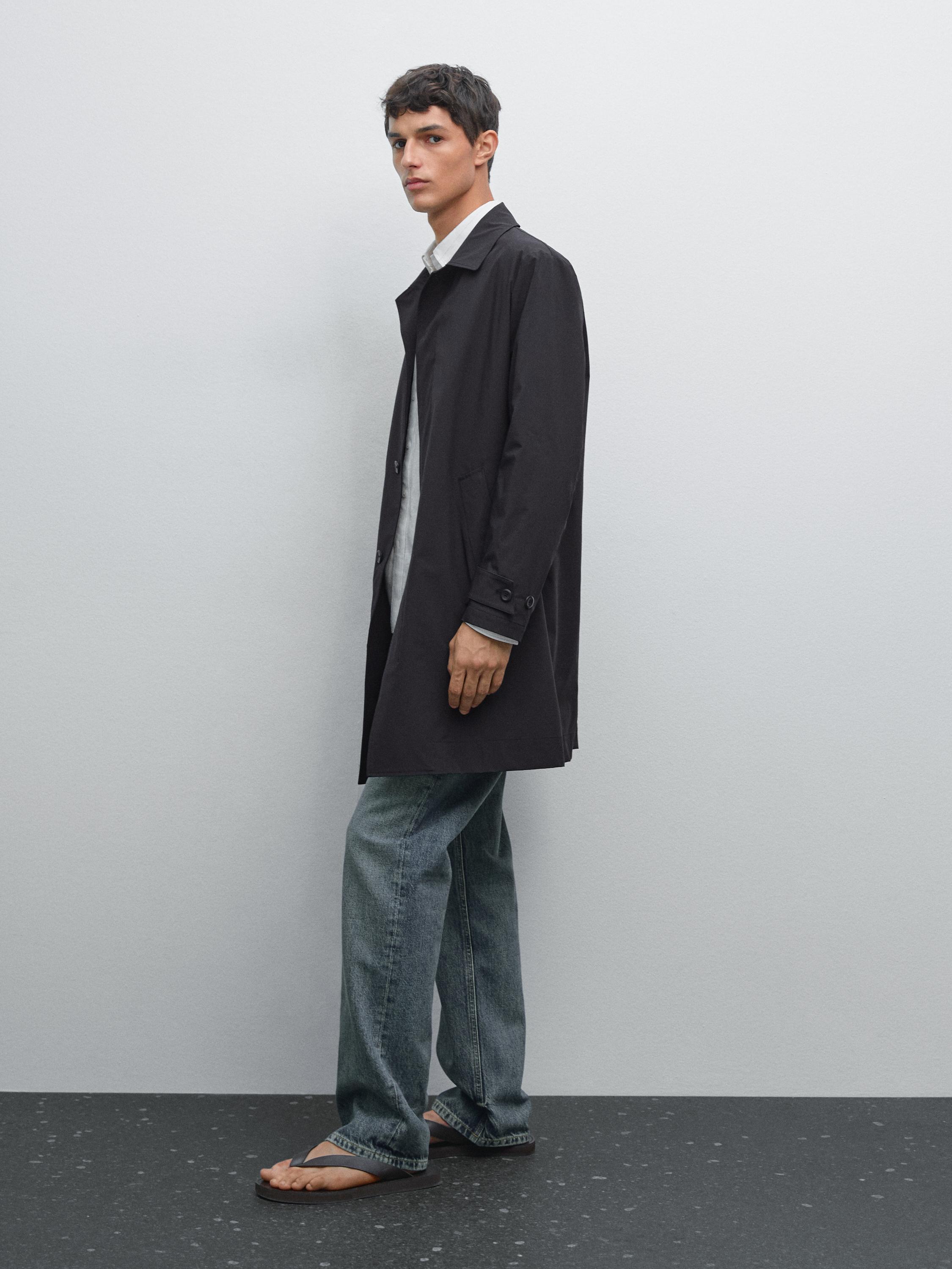 Lightweight trench coat with hidden buttons
