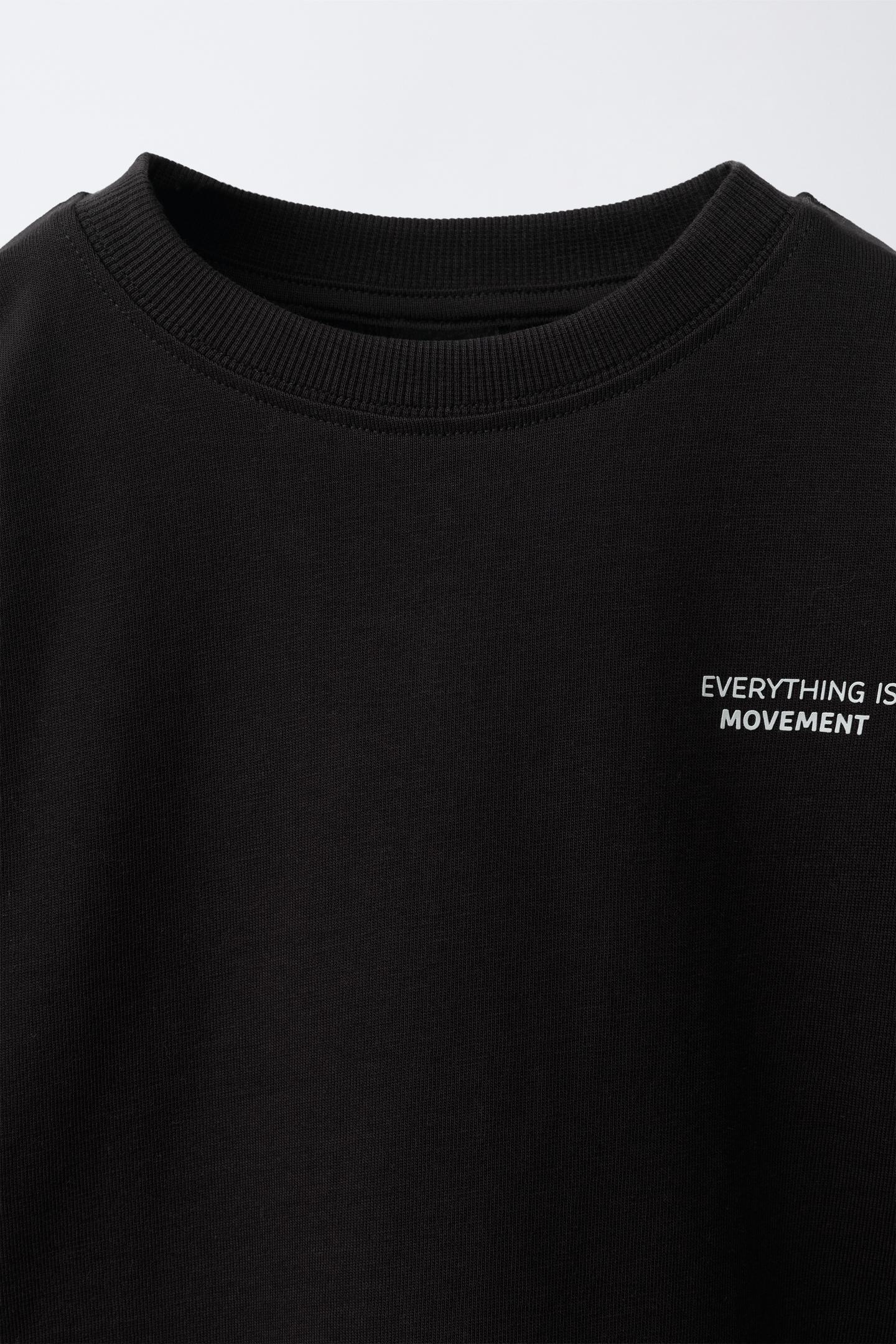 Детская футболка Zara Double Long Sleeve Text, цвет: Чёрный — фото 3