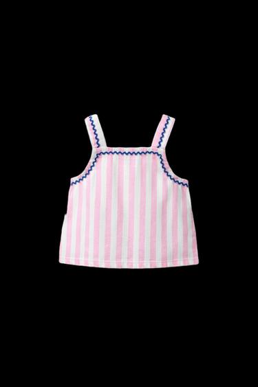 Zara STRIPED TWILL TOP - Pink