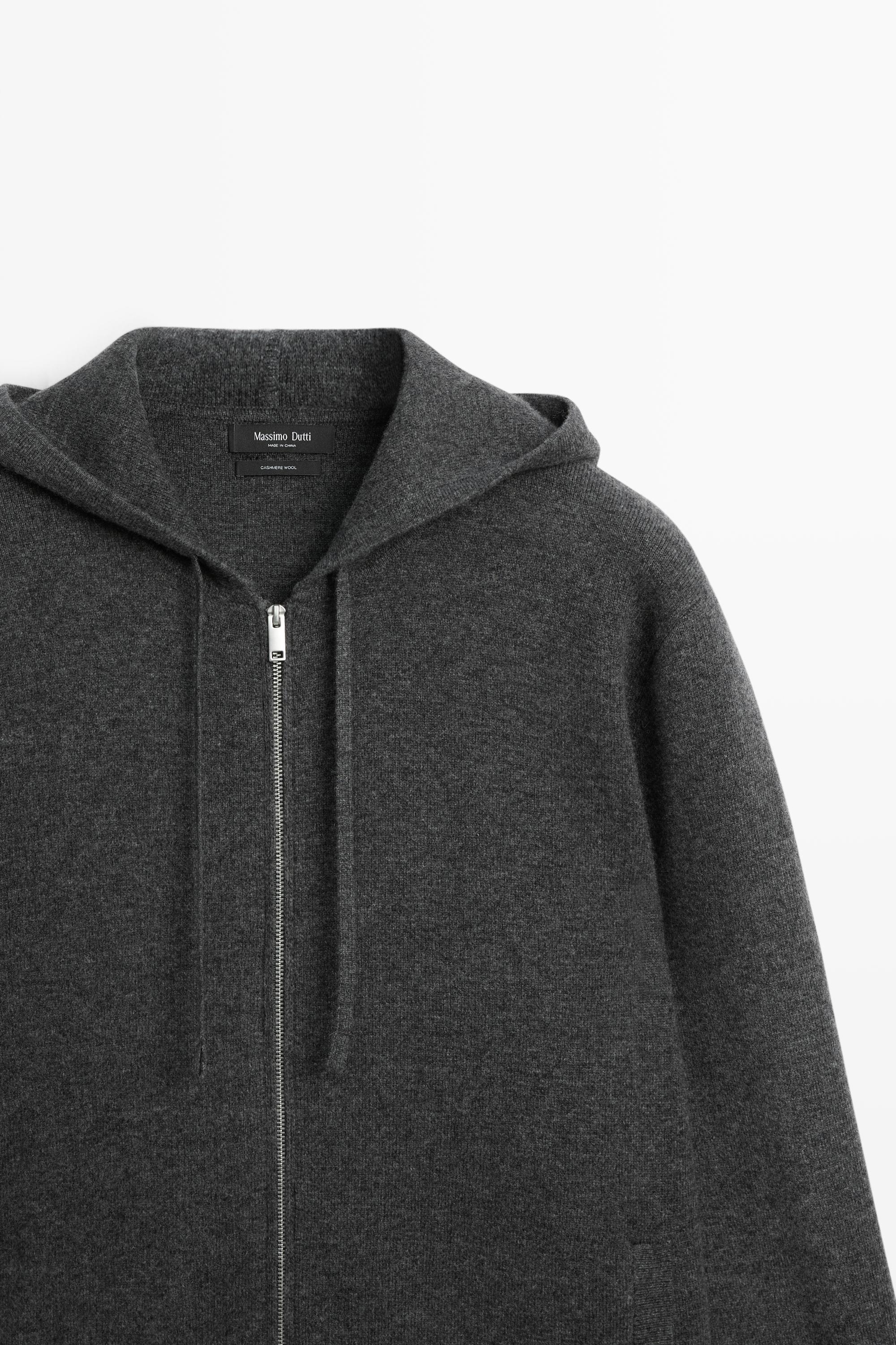 Cardigan en maille à capuche avec cachemire