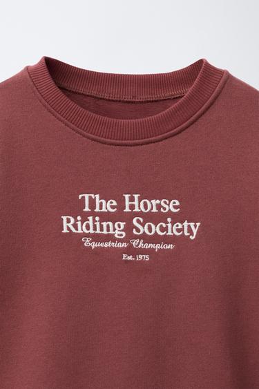 SWEAT À INSCRIPTION BRODÉE - Grenat de Zara - Image 2