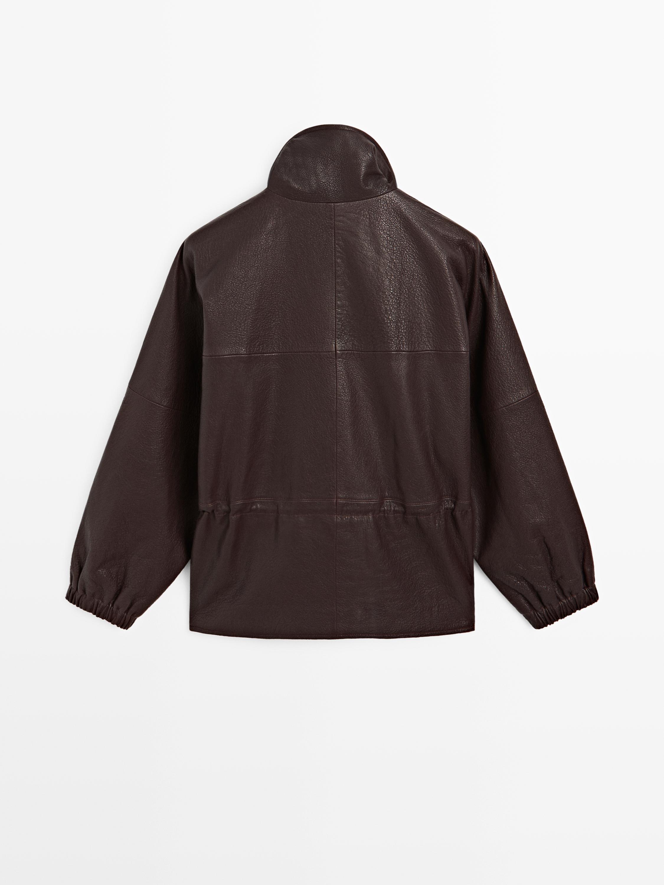 Veste en cuir nappa finition grainée