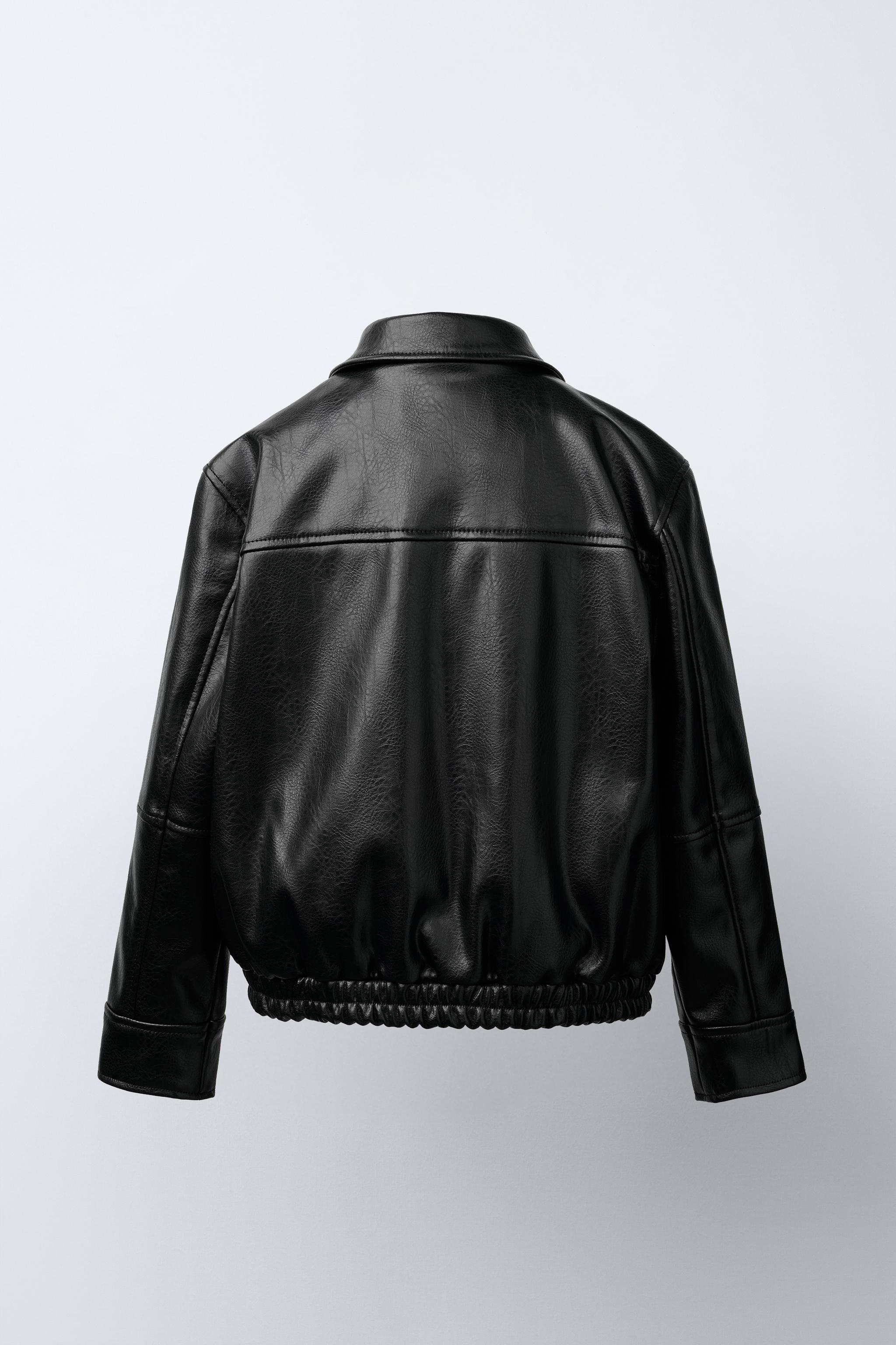 FAUX LEATHER BOMBER JACKET Black ZARA India - Main Image