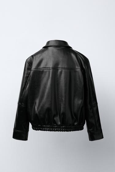 FAUX LEATHER BOMBER JACKET - Black by Zara - Image 3