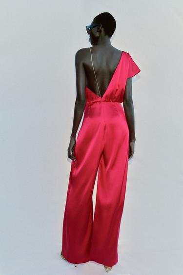 COMBINAISON ASYMÉTRIQUE SATINÉE - Fuchsia de Zara - Image 4