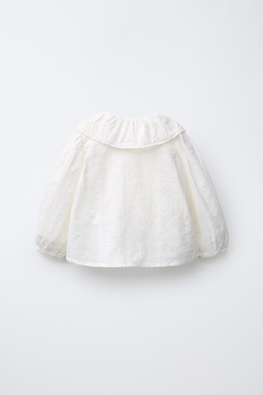 EMBROIDERED BLOUSE - Ecru by Zara - Image 1