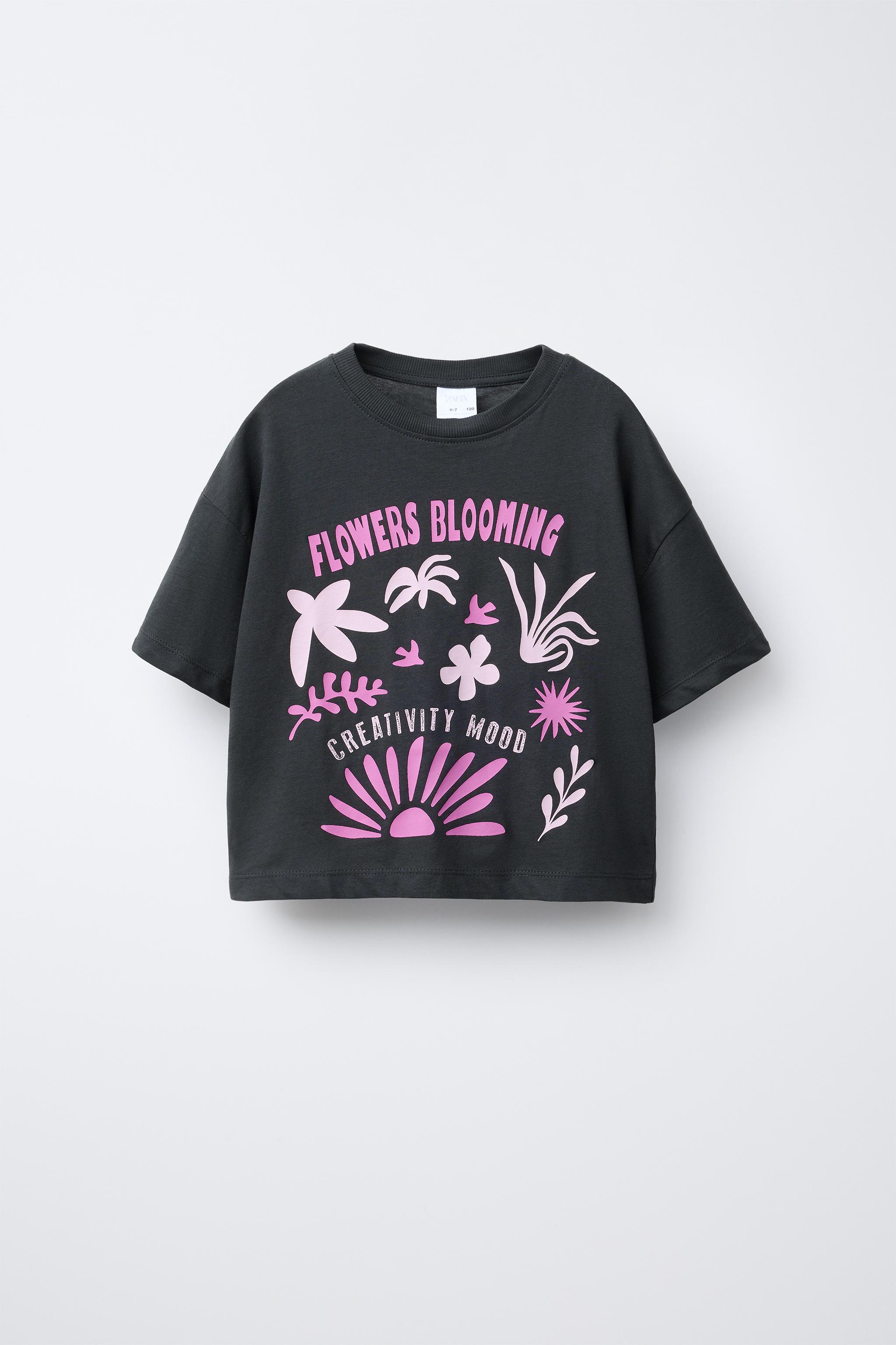 among ♥ A FLOWER DRAWING T-SHIRT /追跡付 Kids Printed Pocket T-SHIRTS Flower 394 BLACK | Tシャツ