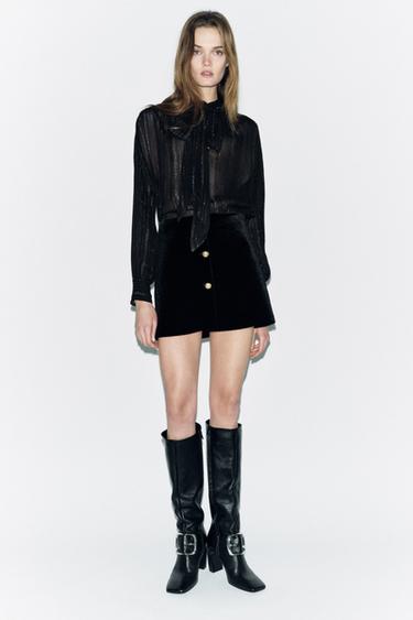 ZW COLLECTION VELVET MINI SKIRT - Black by Zara - Image 0