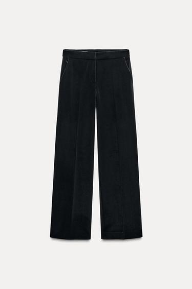 WIDE VELVET TROUSERS - Black by Zara