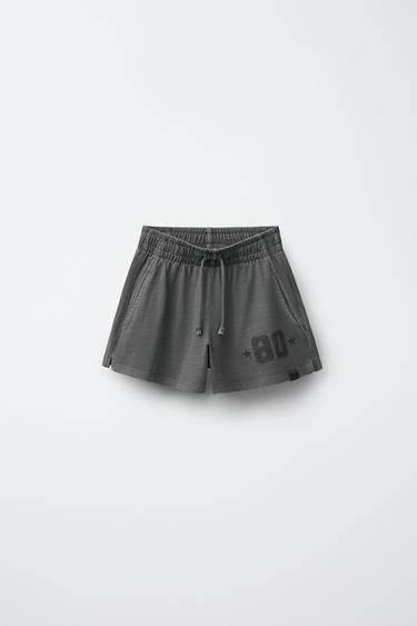 SLOGAN BERMUDA SHORTS - Grey by Zara