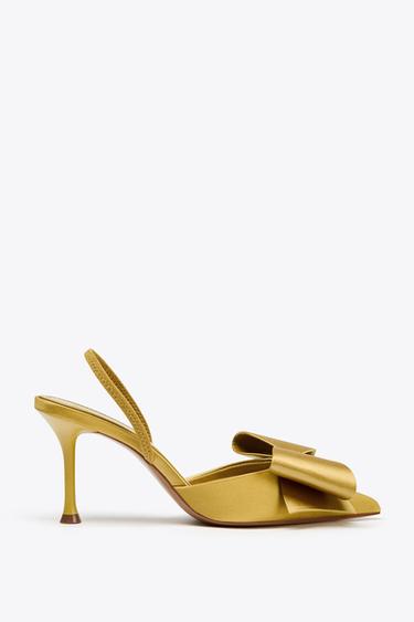 ТУФЛИ-МЮЛИ ИЗ АТЛАСА — ГОРЧИЧНЫЙ от Zara