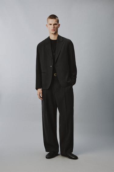 Zara RELAXED FIT FLOWY SUIT - Ivory