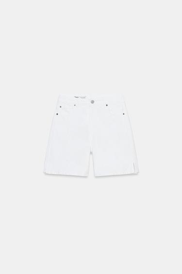 BERMUDAS DENIM TIRO ALTO - Blanco de Zara
