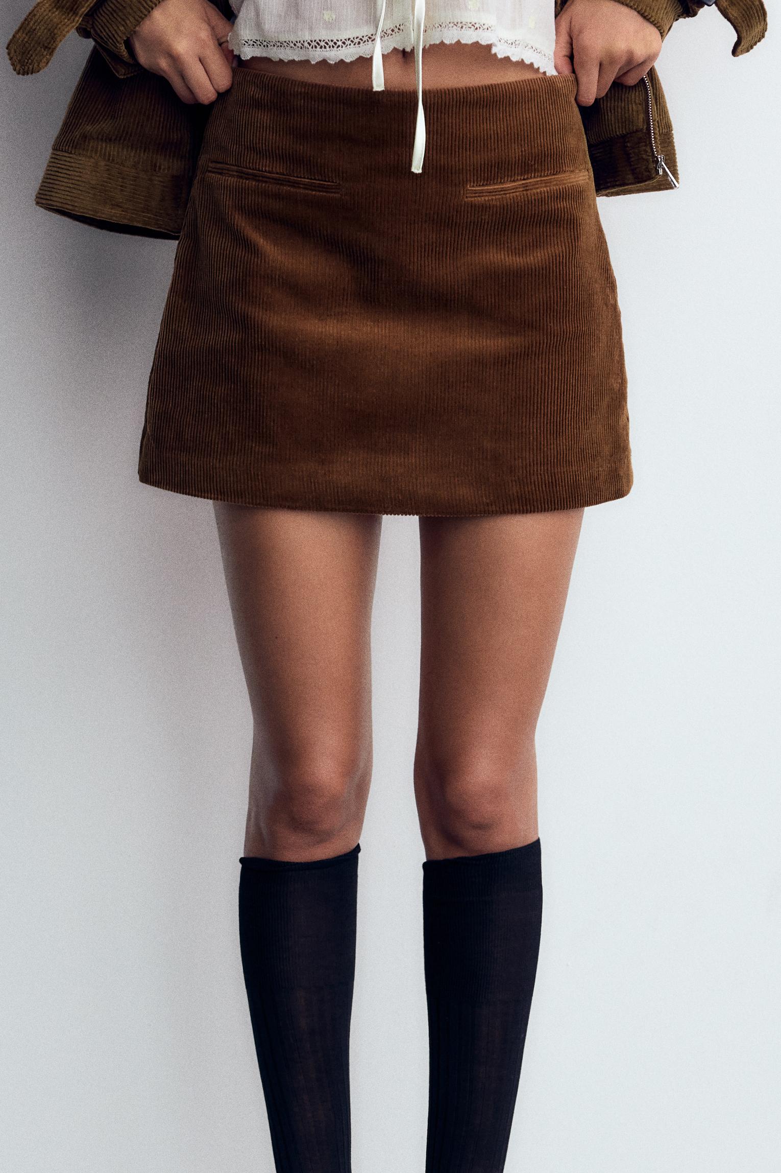 CORDUROY MINI SKIRT Light brown ZARA United Kingdom