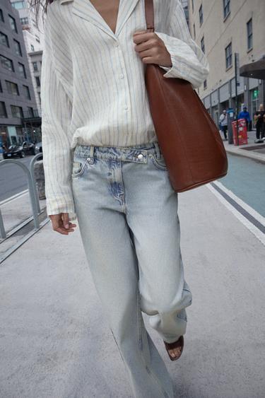 Zara Z1975 STRAIGHT HIGH WAIST FULL LENGTH JEANS - Mid-blue