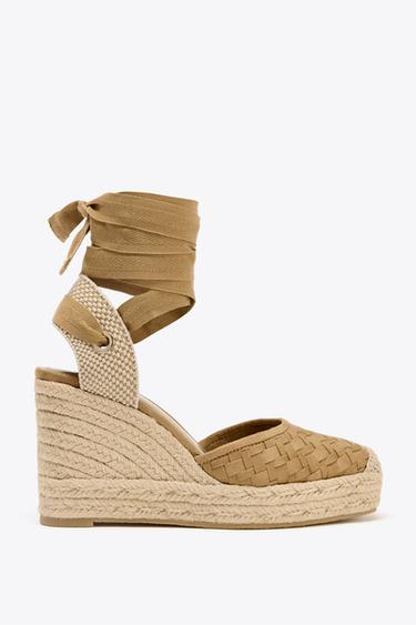 BRAIDED BODY WEDGE HEELS - Sand Brown by Zara
