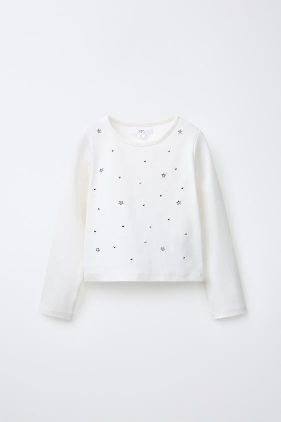 CAMISETA TACHAS - Blanco de Zara - Imagen 0