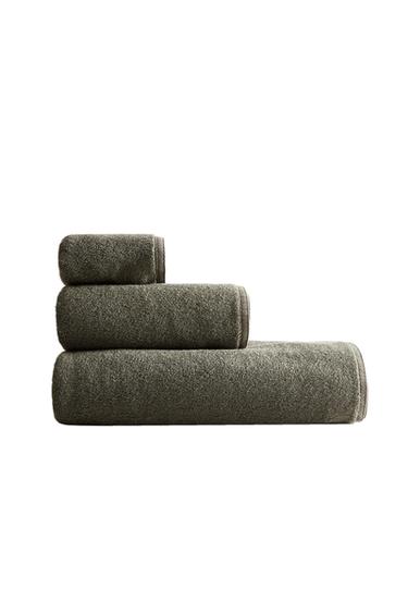 TOALHA DE BANHO COM PESPONTO DUPLO - Verde-caça da Zara