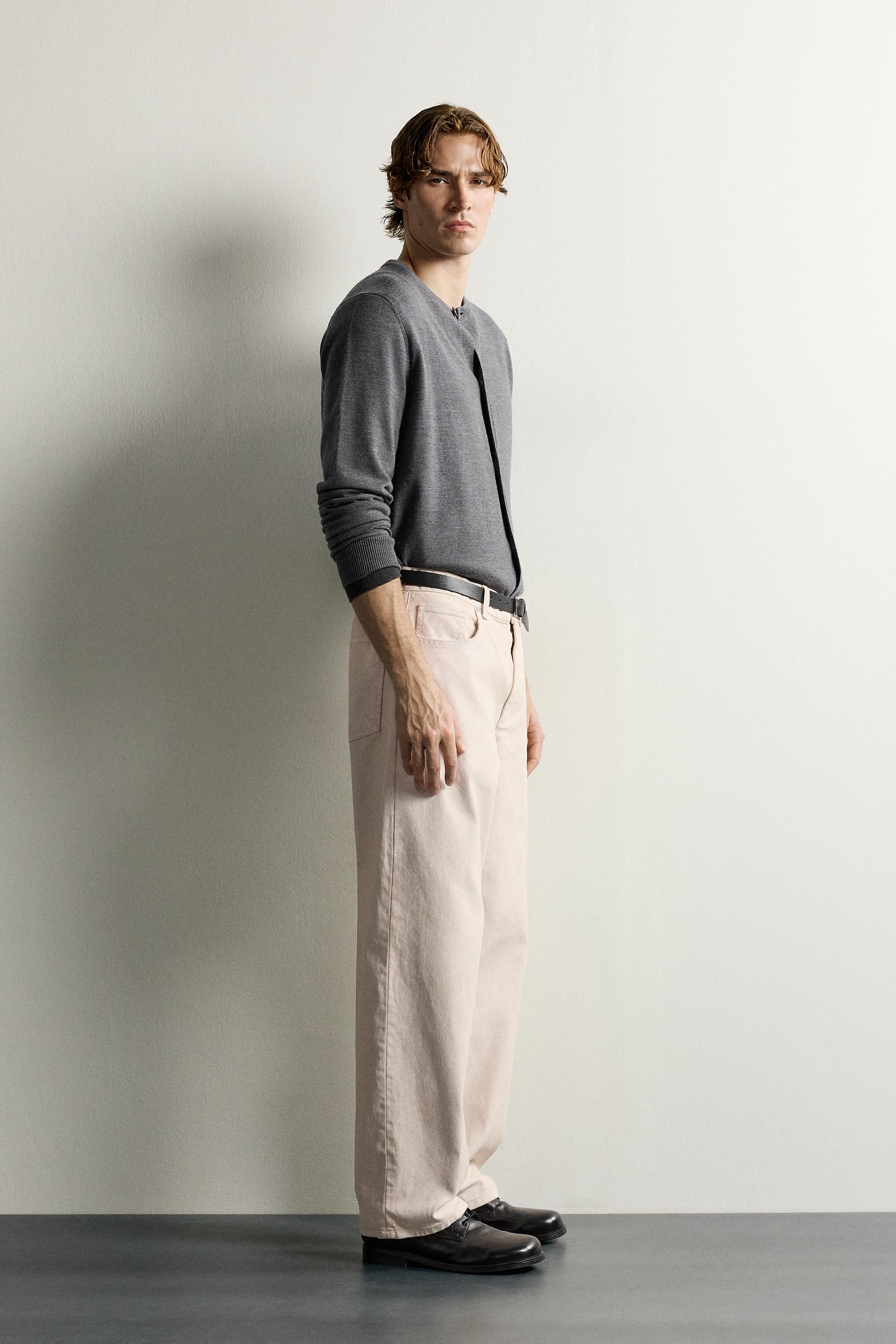 WASHED STRAIGHT-FIT PANTS