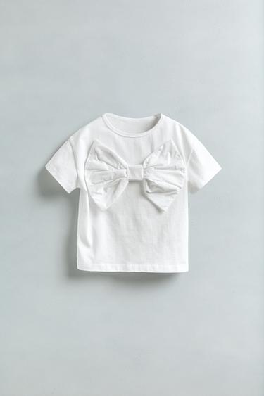 T-SHIRT AVEC APPLICATION LACET POPELINE - Blanc de Zara - Image 4