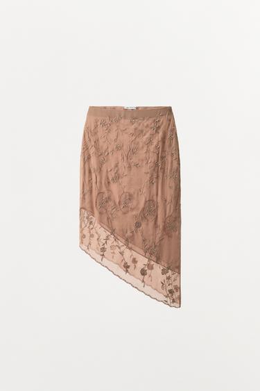 GEORGETTE SKIRT WITH EMBROIDERY AND BEADS - Pink by Zara - Image 5