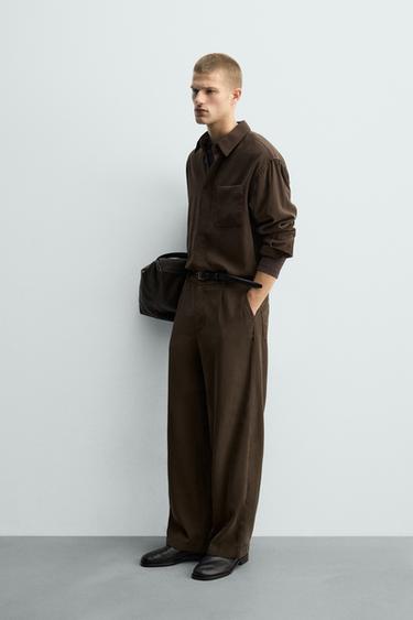 FLOWING RELAXED FIT TROUSERS - Brown by Zara