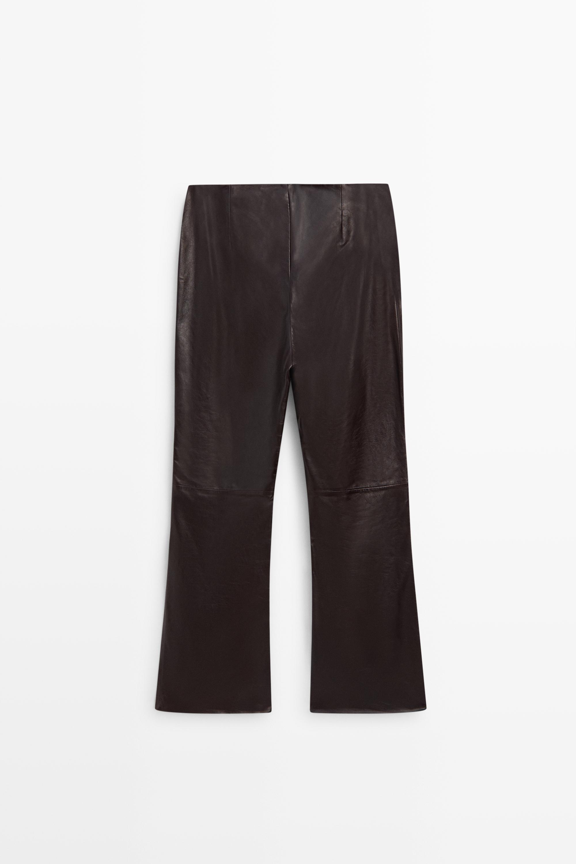 Pantalon flare fit coutures cuir nappa
