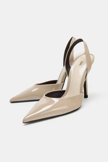 CHAUSSURES À TALONS ET BRIDES ARRIÈRE POINTUES - Gris taupe de Zara - Image 3