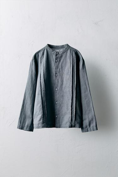 6-10 ANS/ CHEMISE PLIS AVEC LIN ÉDITION LIMITÉE - Bleu / Acier de Zara - Image 0