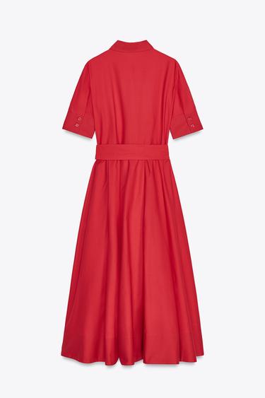 ZW COLLECTION POPLIN DRESS - Red by Zara - Image 5