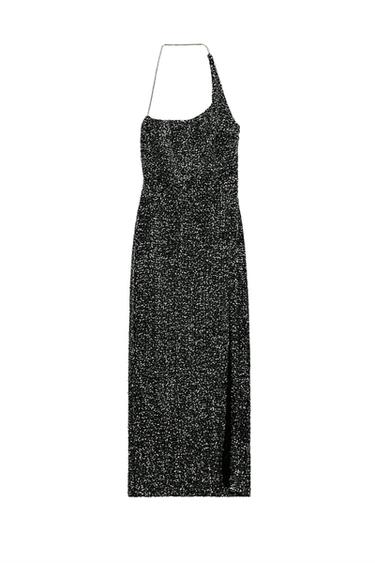 ASYMMETRIC SEQUIN DRESS