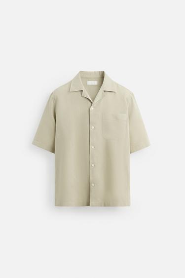 COTTON - LINEN SHIRT - Light khaki by Zara
