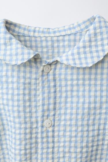 GINGHAM CHECK BODYSUIT - Light blue by Zara - Image 2