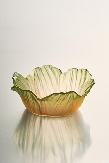 FLOWER GLASS BOWL - Green by Zara