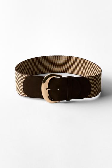SPLIT SUEDE RAFFIA BELT - Brown by Zara