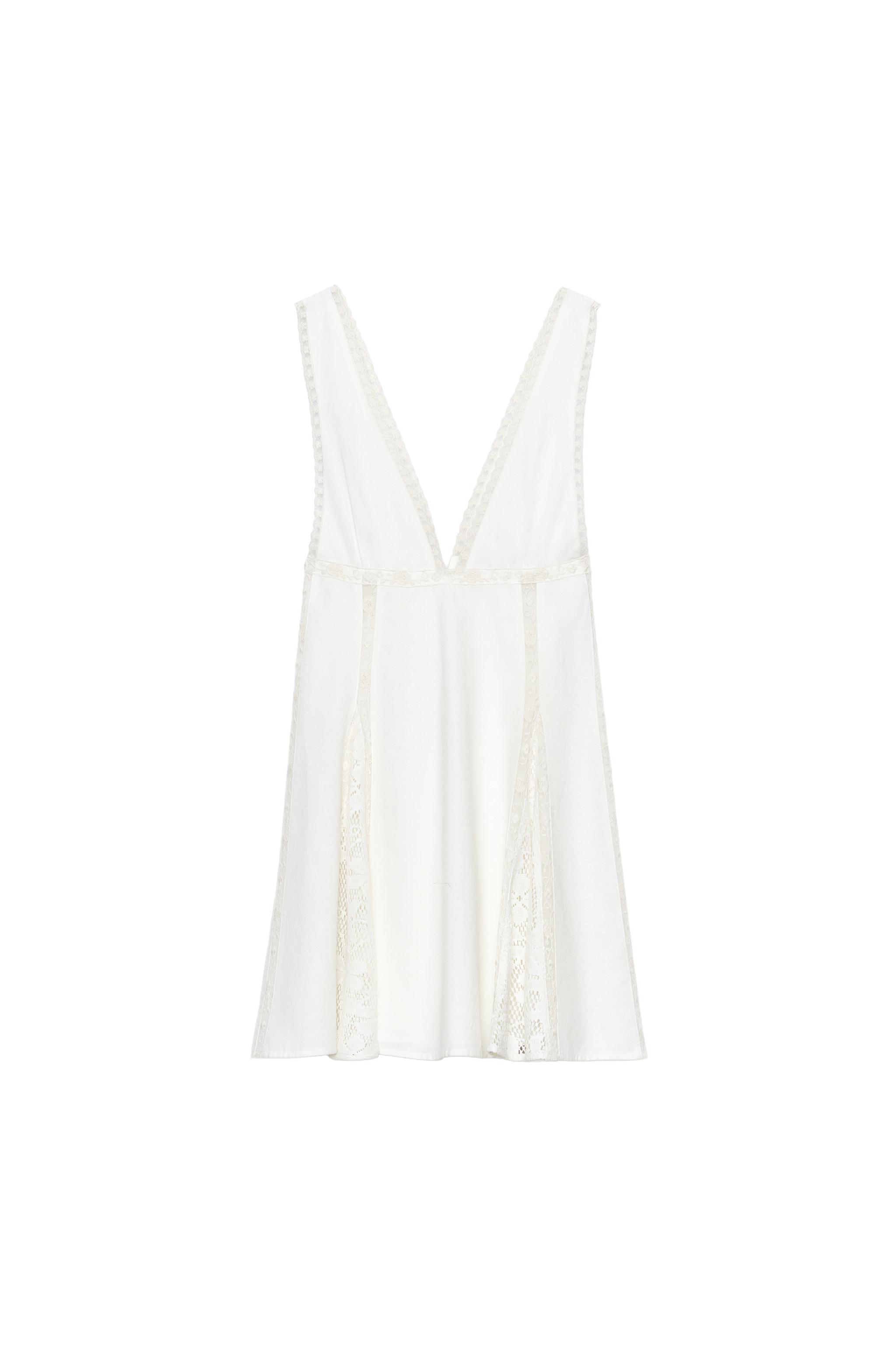LACE GODET MINI DRESS - Oyster-white | ZARA United States