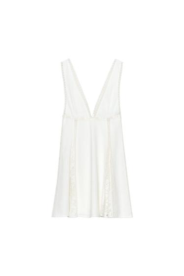 MINIKLEID MIT SPITZEN-QUILLEN - Cremefarben von Zara