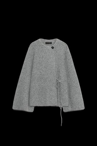 ABRIGO KIMONO PUNTO ABERTURA MANGA - Gris claro de Zara - Imagen 0