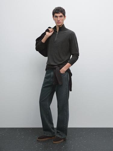 Zara Quarter-zip knit sweater - Anthracite Gray