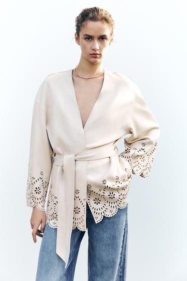 PERFOROVANÝ TRENČKOT Z IMITACE SEMIŠE - Přírodní od Zara