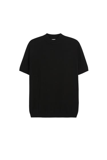 SHORT SLEEVE SWEATER WITH A HIGH NECK