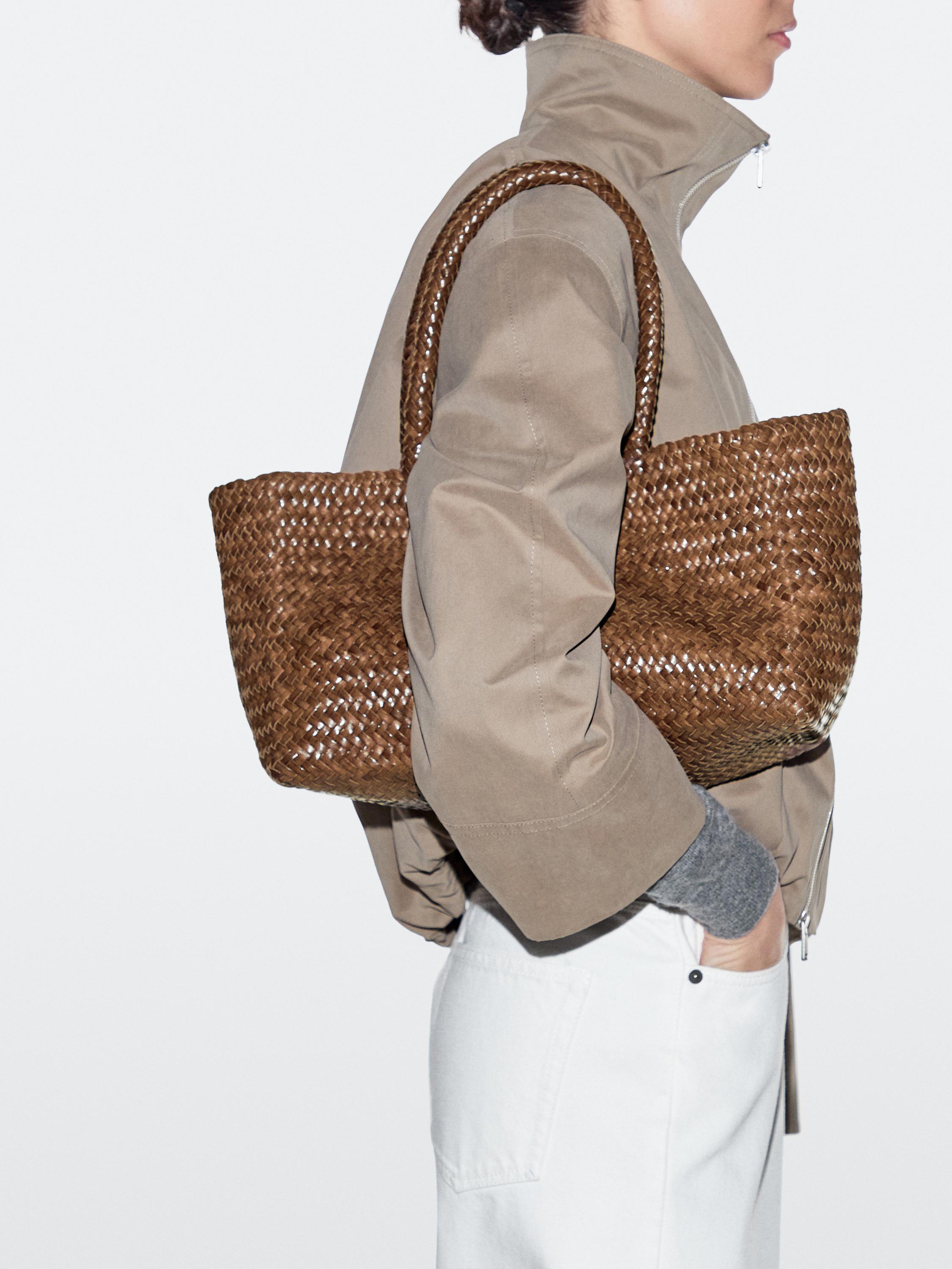 Tote bag tressé en cuir nappa