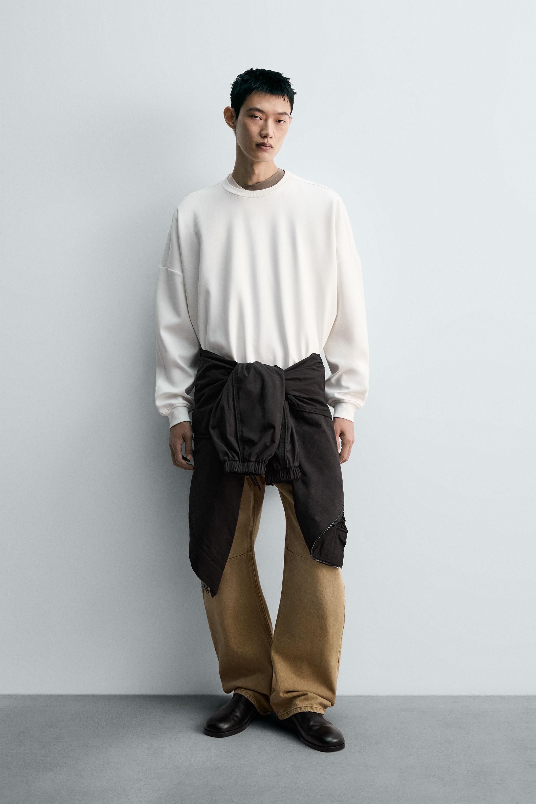インターロック ラベル スウェットシャツ - ホワイト | ZARA Japan / 日本