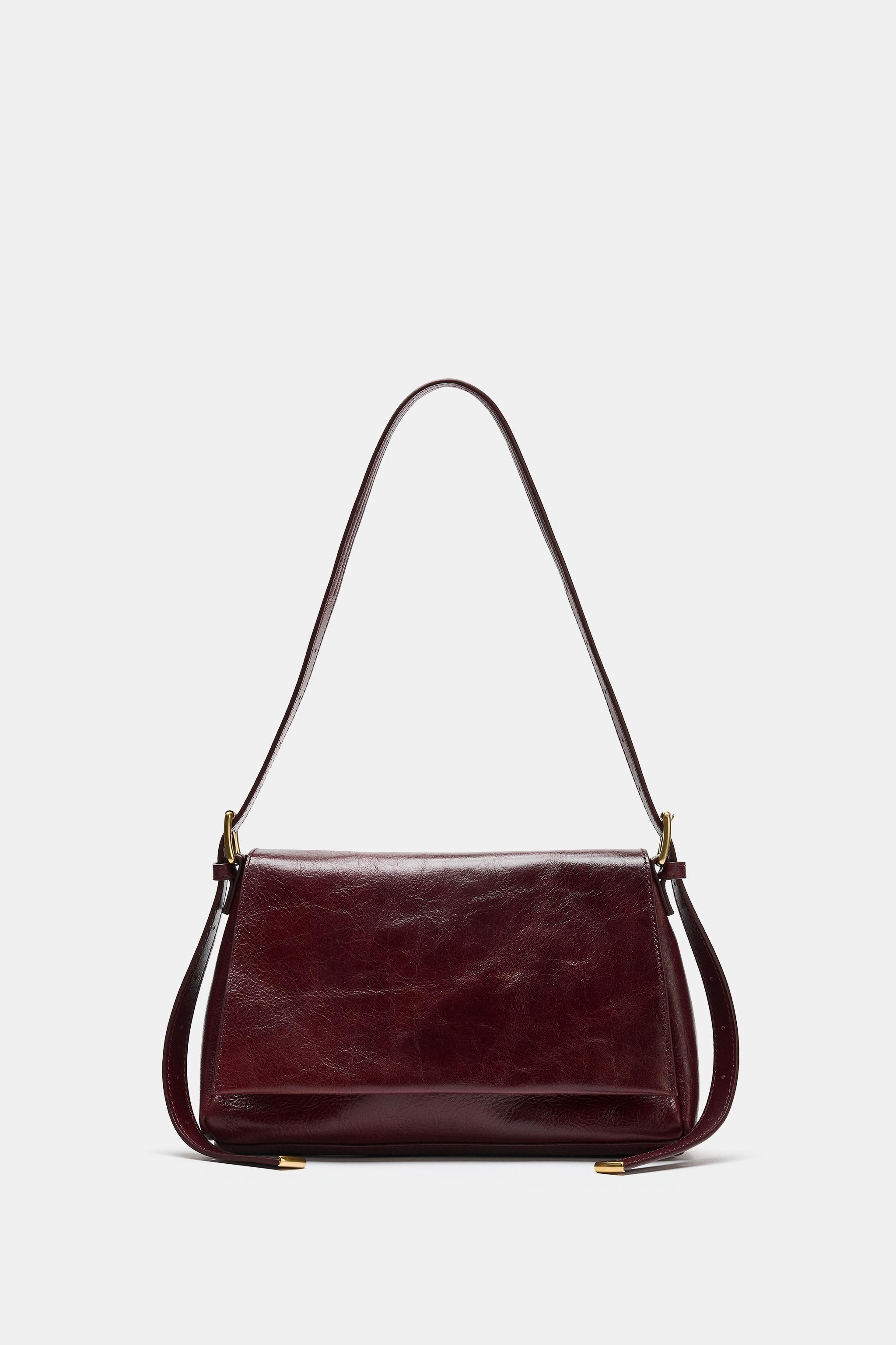 LEATHER FLAP SHOULDER BAG - Red | ZARA United States