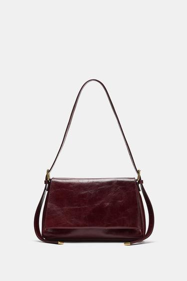 SAC EN CUIR À RABAT - Rouge de Zara