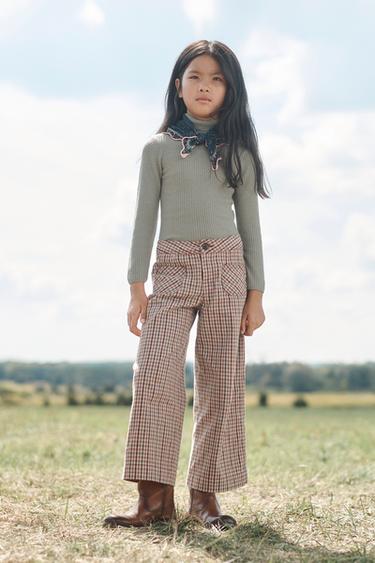 Zara LIMITED EDITION PLAID PANTS - Pastel pink