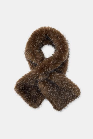 MARLED FAUX FUR SCARF - Greenish by Zara