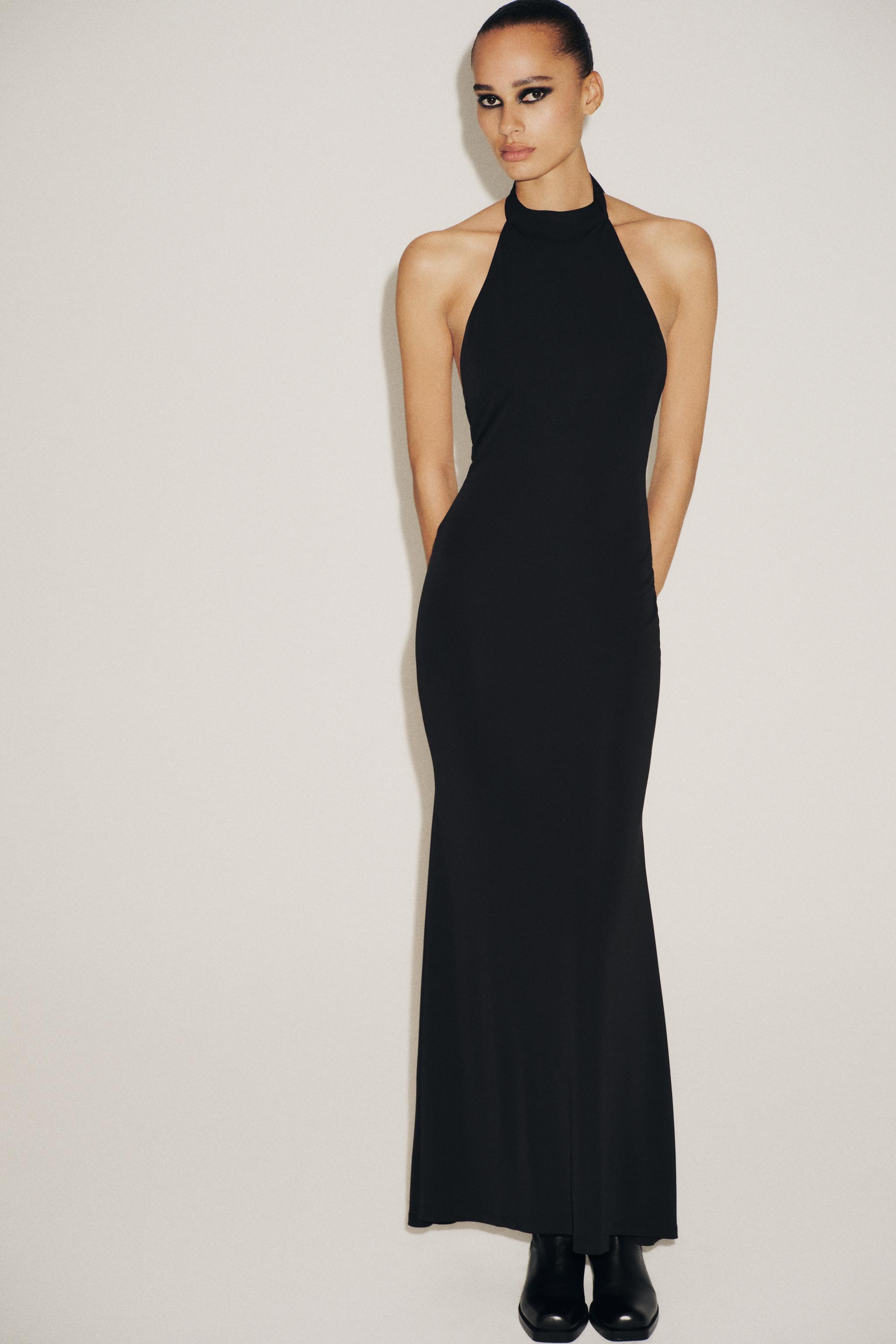 HALTER OPEN BACK MAXI DRESS - Black | ZARA Australia HALTER OPEN BACK MAXI DRESS - Black | ZARA Australia