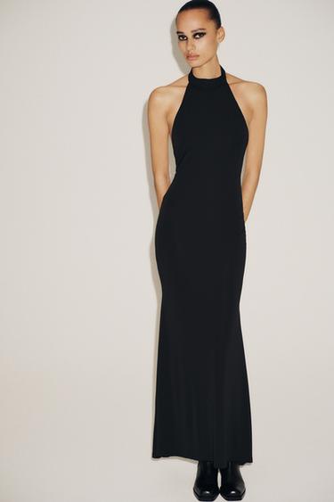 ROBE LONGUE HALTER DOS NU - Noir de Zara