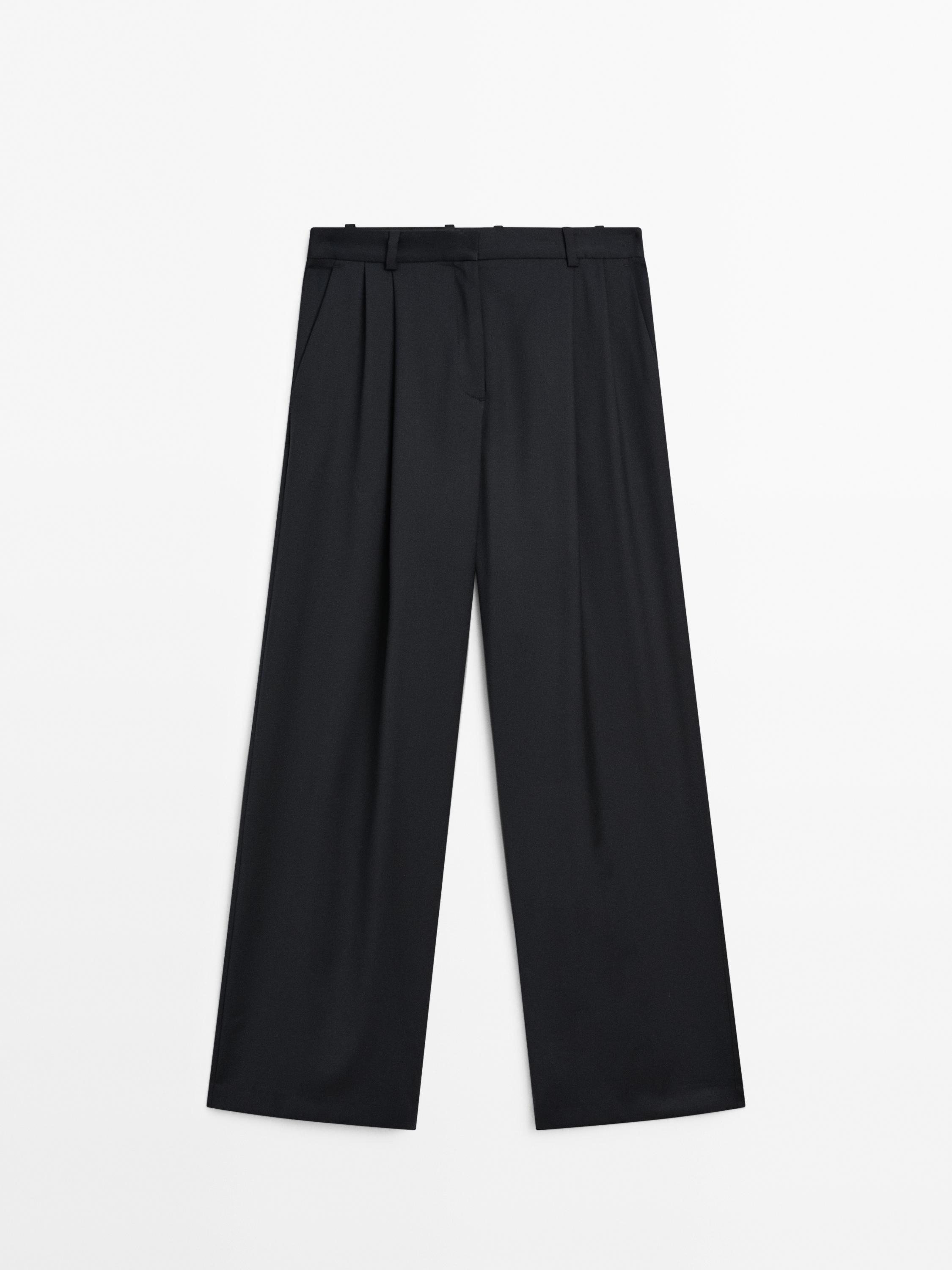 Pantalon plissé 100 % laine extra-fine